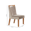 Ver imagem 4 de Sala de Jantar 6 Cadeiras Estofadas Atena e Mesa Retangular com Tampo de Vidro Nuance Castanho/Cinamomo/Bege Marrom/Pena/Off White