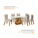 Ver imagem 5 de Sala de Jantar 6 Cadeiras Estofadas Atena e Mesa Retangular com Tampo de Vidro Nuance Castanho/Cinamomo/Bege Marrom/Pena/Off White