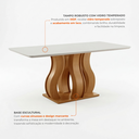Ver imagem 6 de Sala de Jantar 6 Cadeiras Estofadas Atena e Mesa Retangular com Tampo de Vidro Nuance Castanho/Cinamomo/Bege Marrom/Pena/Off White
