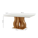 Ver imagem 3 de Sala de Jantar 6 Cadeiras Estofadas Atena e Mesa Retangular com Tampo de Vidro Nuance Castanho/Cinamomo/Bege Marrom/Pena/Off White
