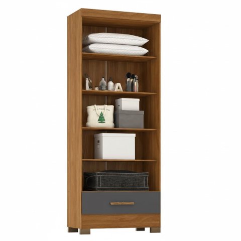 Módulo Closet 1 Gaveta Smart Versatile Espresso Móveis Bege/Cinamomo/Chumbo