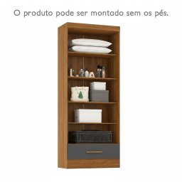 Módulo Closet 1 Gaveta Smart Versatile Espresso Móveis Bege/Cinamomo/Chumbo - 3 Módulo Closet 1 Gaveta Smart Versatile Espresso Móveis Bege/Cinamomo/Chumbo - 3