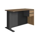Ver imagem 2 de Mesa Escrivaninha Office Ripada com 2 Gavetas 120cm Mel e Grafite Preto