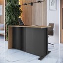 Ver imagem 4 de Mesa Escrivaninha Office Ripada com 2 Gavetas 120cm Mel e Grafite Preto