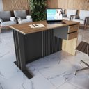 Ver imagem 1 de Mesa Escrivaninha Office 120cm Ripada com 2 Gavetas