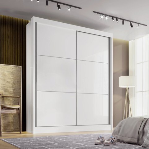 Guarda-Roupa MDF 2 Portas de Correr 3 Gavetas Milos Branco