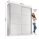 Ver imagem 5 de Guarda-Roupa MDF 2 Portas de Correr 3 Gavetas Milos Branco