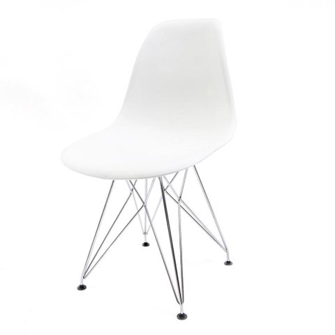 Cadeira Eames Branca - Base Eiffel Cromada