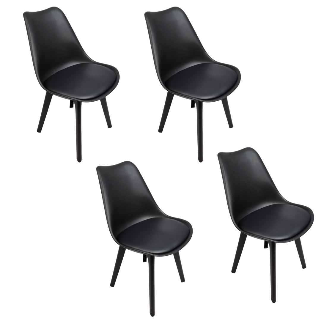 Cadeira Saarinen Base de Plastico Preto - Kit com 4