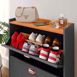 Sapateira Vertical 12 Pares Calçados Multiuso 2 Portas Basculantes Hall de Entrada Quarto Closet - C - 3