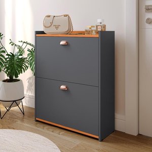 Sapateira Vertical 12 Pares Calçados Multiuso 2 Portas Basculantes Hall de Entrada Quarto Closet - C
