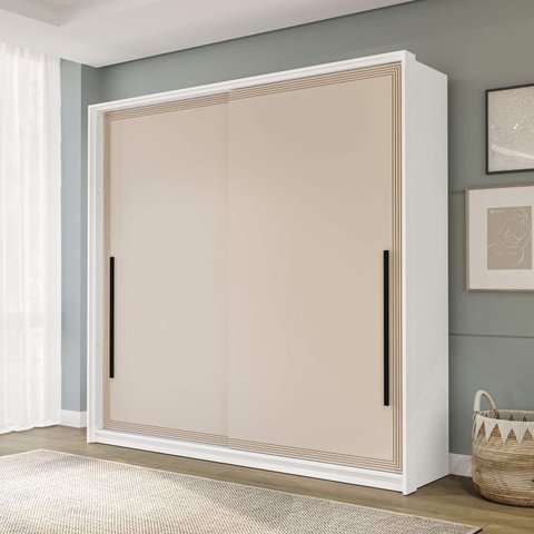 Guarda Roupa 180,1cm com 2 Portas de Correr e 2 Gavetas 240835 Valência Politorno Móveis