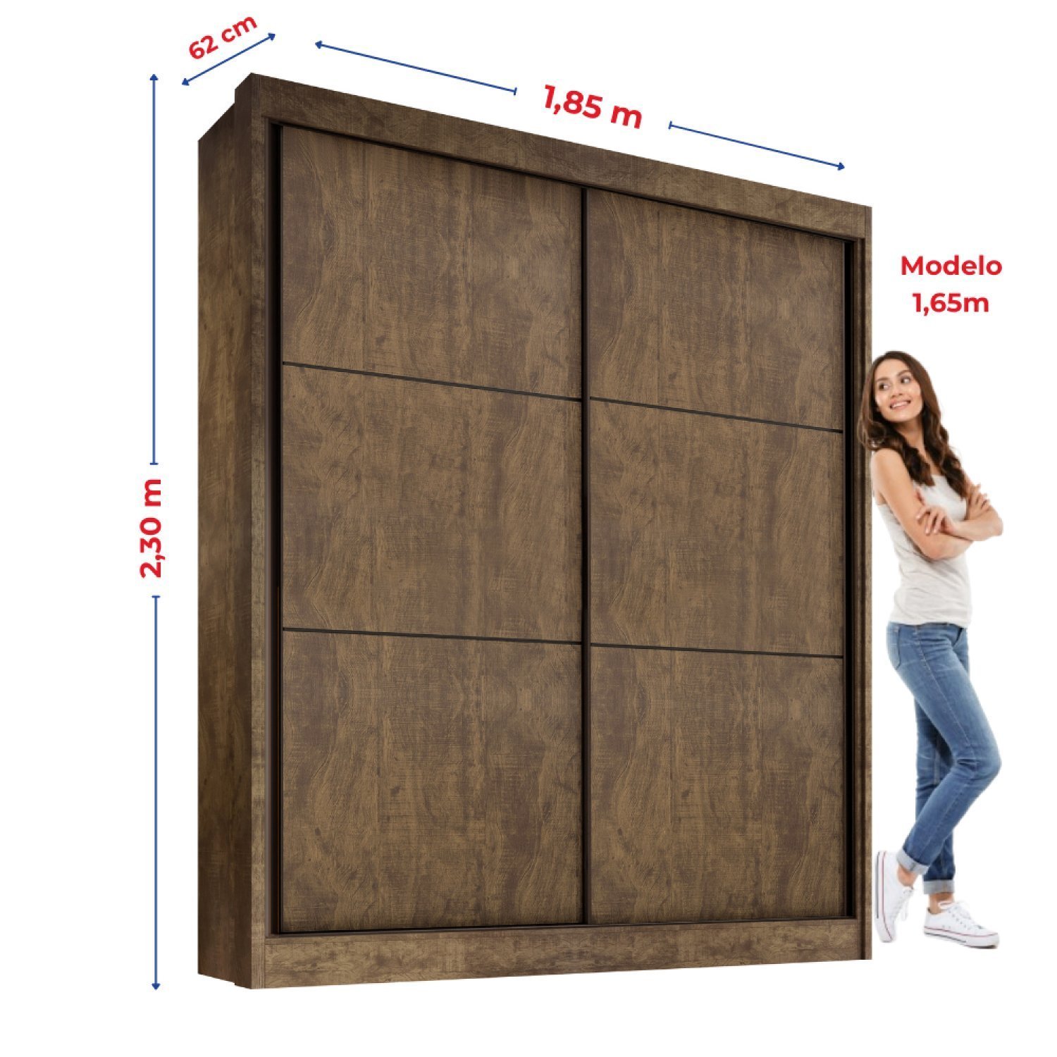 Guarda-roupa Mdf 2 Portas de Correr 3 Gavetas Milos - 6