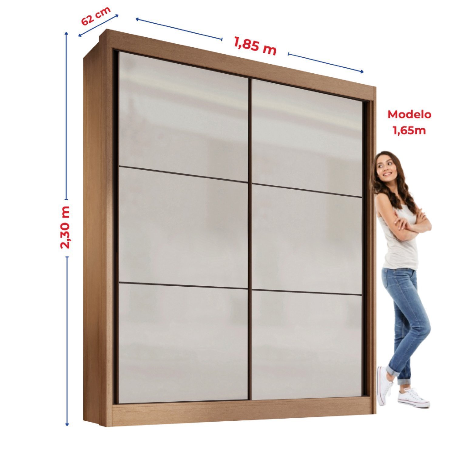 Guarda-roupa Mdf 2 Portas de Correr 3 Gavetas Milos - 7