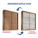Ver imagem 3 de Guarda-Roupa MDF 2 Portas de Correr 3 Gavetas Milos Marrom/Cinamomo/Off White
