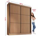 Ver imagem 6 de Guarda-Roupa MDF 2 Portas de Correr 3 Gavetas Milos Marrom/Cinamomo/Off White