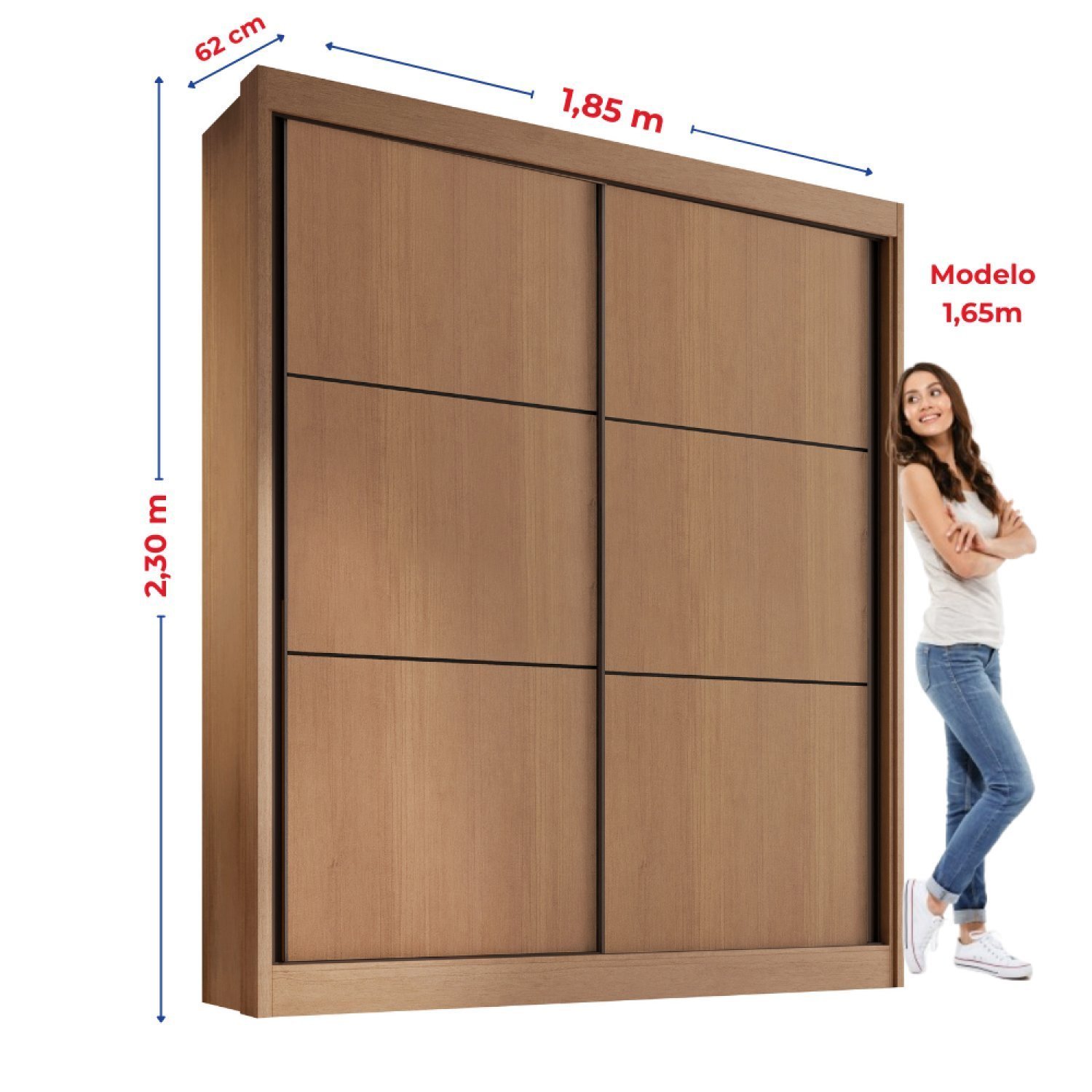 Guarda-roupa Mdf 2 Portas de Correr 3 Gavetas Milos - 6