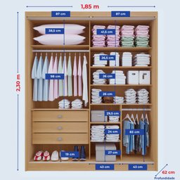 Guarda-roupa Mdf 2 Portas de Correr 3 Gavetas Milos - 5