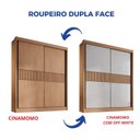 Ver imagem 3 de Guarda-Roupa MDF Ripado 2 Portas de Correr 3 Gavetas Milos Marrom/Cinamomo/Off White