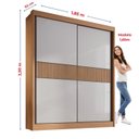 Ver imagem 6 de Guarda-Roupa MDF Ripado 2 Portas de Correr 3 Gavetas Milos Marrom/Cinamomo/Off White