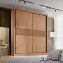 Ver imagem 4 de Guarda-Roupa MDF Ripado 2 Portas de Correr 3 Gavetas Milos Marrom/Cinamomo/Off White
