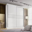 Ver imagem 1 de Guarda-Roupa MDF Ripado 2 Portas de Correr 3 Gavetas Milos Branco