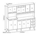 Ver imagem 2 de Armário de Cozinha Amanda 11 Portas 3 Gavetas MDF-MDP 212cm Amêndoa Milani