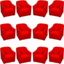 Ver imagem 1 de Kit 12 Poltronas Mila Pé de Plástico Cromado - Vermelho Suede