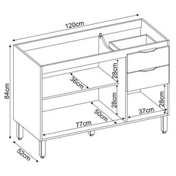Balcão para Pia Firenze 120 cm Avena Menta - Demóbile - 4 Balcão para Pia Firenze 120 cm Avena Menta - Demóbile - 4