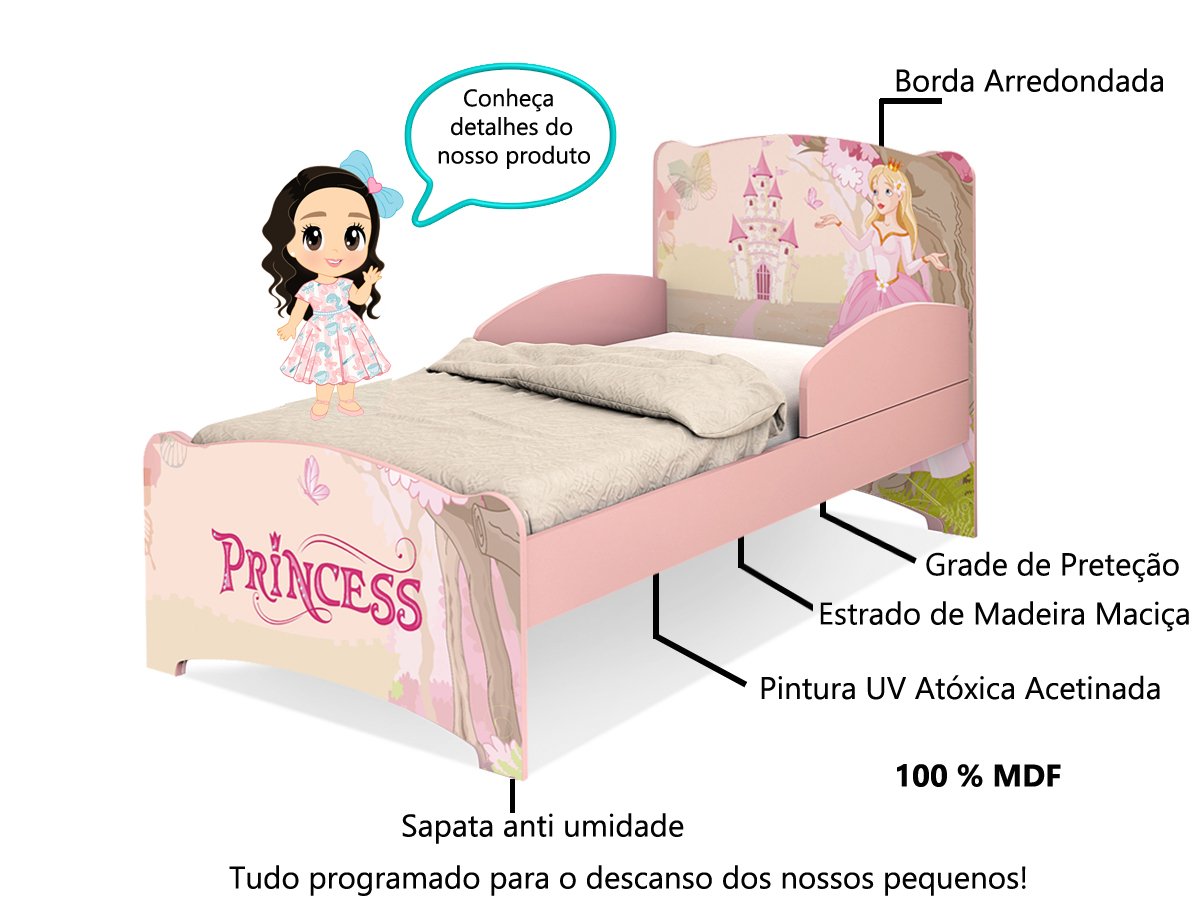 Mini Cama Vitoria Princesa Encanto Rosa - 4