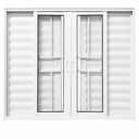 Ver imagem 2 de Janela Veneziana 6 Folhas com Grade Alumínio Branco 100x150 Linha 25 Jade