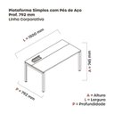 Ver imagem 3 de Escrivaninha Mesa Escritório Plataforma para 1 Pessoa com Caixa de Tomada Psc 150cm Industrial Branco e Cinza