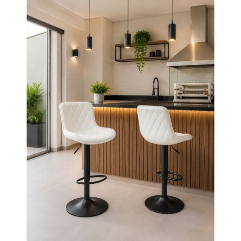 Kit com 2 Unidades Banqueta Giratória Alta para Cozinha Balcão Bar Os 50 Cor Branca