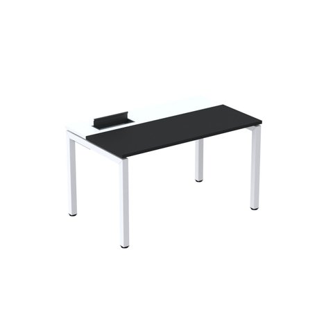 Escrivaninha Mesa Escritório Plataforma para 1 Pessoa com Caixa de Tomada Psc 150cm Industrial Preto e Branco