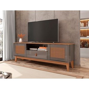 Rack Esmeralda 1.60 Cinza Perola/noce - Casa D Móveis