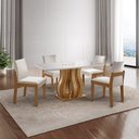 Ver imagem 1 de Mesa de Jantar Nuance 135x90cm 4 Cadeiras Modernas Mônaco Yescasa Marrom/Castanho Cinamomo/Creme/Off White