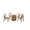 Ver imagem 2 de Mesa de Jantar Nuance 135x90cm 4 Cadeiras Modernas Mônaco Yescasa Marrom/Castanho Cinamomo/Creme/Off White