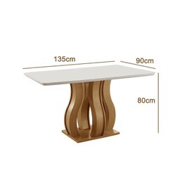 Mesa de Jantar Nuance 135x90cm 4 Cadeiras Modernas Mônaco Yescasa Marrom/Castanho Cinamomo/Creme/Off White - 3 Mesa de Jantar Nuance 135x90cm 4 Cadeiras Modernas Mônaco Yescasa Marrom/Castanho Cinamomo/Creme/Off White - 3