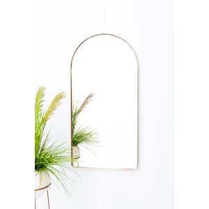 Espelho Decorativo Oval Janela Base Reta com Moldura Metal Bronze 100 X 50 Cm
