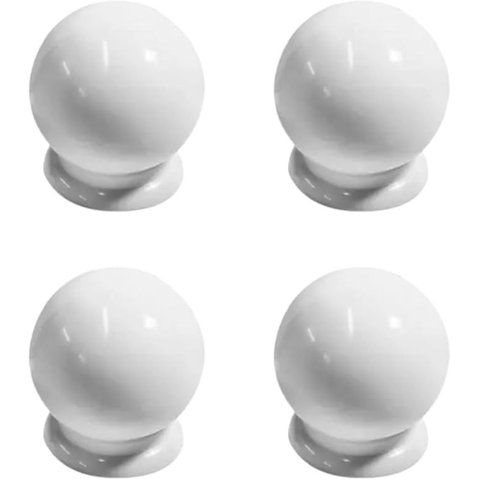 Puxador Bola em Abs, 22mm, Branco, Kit com 10 Peças, para Móveis e Gavetas