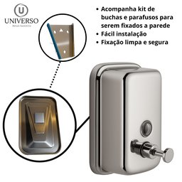 Dispenser de Sabonete Líquido em Aço Inox Parede - 5