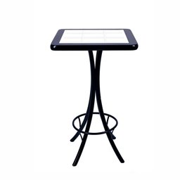 Mesa Bistrô Alta Quadrada em Madeira com Azulejo - Preto - 1