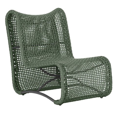 1 Poltrona Texas em Alumínio Pintura Preta Corda Náutica Trama Original