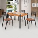 Ver imagem 1 de Conjunto Sala de Jantar Mesa 120x77cm Tampo Vidro com 4 Cadeiras Jade Preto Fosco/Caramelo