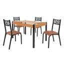 Ver imagem 2 de Conjunto Sala de Jantar Mesa 120x77cm Tampo Vidro com 4 Cadeiras Jade Preto Fosco/Caramelo