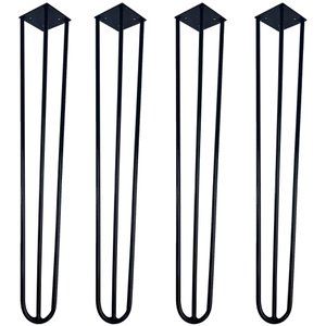 Kit 04 Pés de Ferro Aço Hairpin Legs 60 Cm Preto A01 Sofá Móveis Mesa - Inoviza