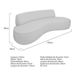 Sofá Curvo 130cm 2 Lugares e 2 Poltronas Orgânico Escritório Recepção Sala Amsterdã Linho Cinza Clar - 4