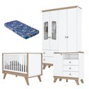 Ver imagem 1 de Quarto de Bebê Confete Branco Brilho Jequitibá Hp com Colchão Ortobom - Henn