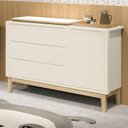 Ver imagem 3 de Cômoda Infantil Classic 1 Porta e 3 Gavetas Areia Fosco com Pés Madeira Natural - Reller Móveis