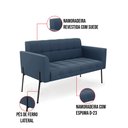 Ver imagem 5 de Sofá Namoradeira 2 Lugares Pé de Ferro Preto Elisa Suede D03 - D'Rossi Azul Marinho